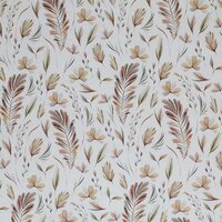 wit (off white) terracotta mauve olijf wilde blaadjes botanisch - digitaal poplin