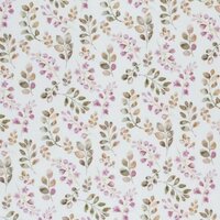 off white roze mauve groen blaadjes digitale poplin