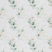 wit (off white) vintage groen roze eucalyptus takjes en roosjes - digitaal tricot