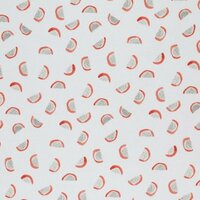 wit (off white) oranje, peach, grijs Fruity meloen - digitaal fijne katoenen Baby rib tricot SOFT
