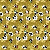 geel (oker) zwart wit panda kungfu digitaal - tricot