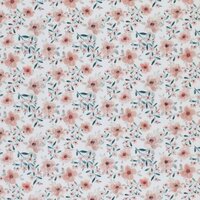 wit (off white) nude roze perzik groen Kweeper lente bloemen - digitaal poplin
