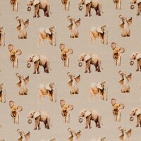 beige olifanten digitale french terry @KicKenStoffen