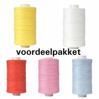 rijg garen katoen set 5 x 300meter klos - voordeelpakket