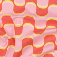 rood roze abstracte golfjes french terry KicKenStoffen