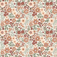 Jursie bloemen perzik ribtricot KicKenStoffen