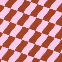 nog 1,4m - bruin roze Ruiten Abstract - french terry (op=op)