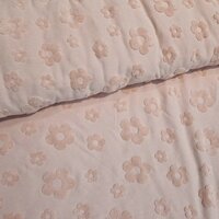 roze badstoftricot met bloemen - KicKenStoffen