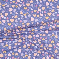 Poppy fabrics flanel met hartjes lavendel van KicKenStoffen