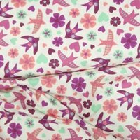 Poppyfabrics flanel met vogeltjes wit van KicKenStoffen
