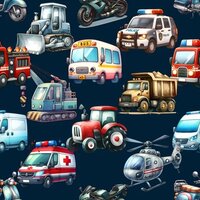 digitale french terry transport-voertuigen KicKenStoffen