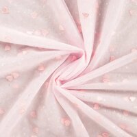nylon mesh & embroidery hearts pink KicKenStoffen