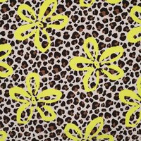 Qjutie panter neon bloemen french terrry - KicKenStoffen