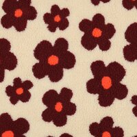 teddy natural rood oranje bloemen Poppy fabrics 03716. - KicKenStoffen