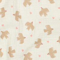 vogels en hartjes hydrofiel creme beige van kickenstoffen