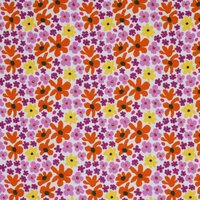 Beebs paars geel oranje retro bloem tricot KicKenStoffen