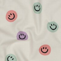 smiley flanelstof Poppy fabrics - kickenstoffen roze  lila mint