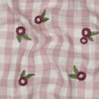 ruitjes en geborduurde bloemen hydrofiel mauve - kickenstoffen - poppy