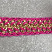 galonband goud fuchsia gevlochten - KickenStoffen