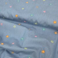 denim geborduurde bloemetjes