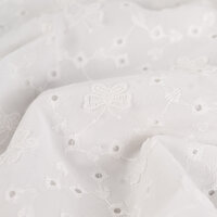 wit (off white) Vlinders Luxe broderie katoen met schulprand aan 2 zijden