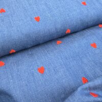 denim met geborduurde hartjes kickenstoffen