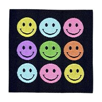 loop en label naailabel - sierlabel M smileys verschillende kleuren