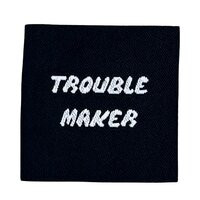loop en label naailabel - sierlabel S zwart wit trouble maker
