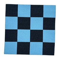 loop en label naailabel - sierlabel XXL vakjes blauw antraciet