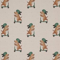 Rib-Knit-Jersey-Fabric-Dogs-On-Stunt-Scooter-kickenstoffen-beebs