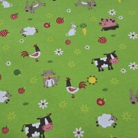 Canvas Boerderijdieren Groen &ndash; Stevige Kinderkamerstof