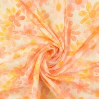 Cotton Voile Dobby Digital Abrikoos - Bloemen kickenstoffen