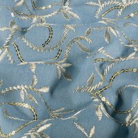 leafs denim broderie - licht blauw - kickenstoffen