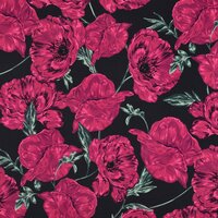 French Terry bloemen marine &ndash; Poppy Fabrics 02031.003_kickenstoffen