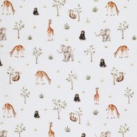 wit (off white) cognac beige grijs bruin Jungle Dieren digitaal poplin katoen *S