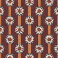 Swessie katoenen canvas Half Panama &ndash; Retro bloemen bordeaux 125846