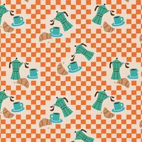 Coated cotton &ndash; Koffie en croissants 126082