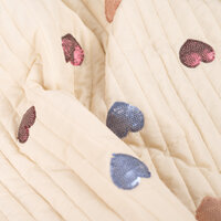 Qjutie quilted stof pailletten harten ecru