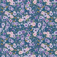Katoen Swessie &ndash; Marvina Bloemen Donkerblauw 126011