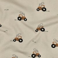 Poppy Biologische Tricot Tractoren Naturel KicKenStoffen 02027.001