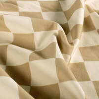 Biologische French Terry Blokken Ruiten Natural Beige