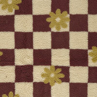 Teddy Stof Retro Blokken Bloemen Bordeaux Beige KicKenStoffen 26152_052