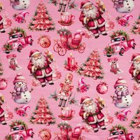 French Terry Kerst Roze Kerstmagie  KicKenStoffen CR7015-120