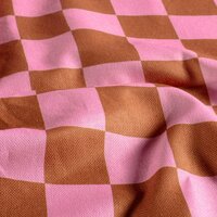Panama Canvas Blokken Bruin Roze KicKenStoffen 00124-053