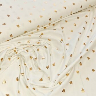 wit goud (rose) hartjes - glitter tricot