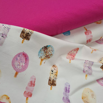 fuchsia roze uni - tricot met digitale ijsjes