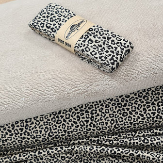 beige black cheetah bias jersey binding 2cm wide - 3mtr long