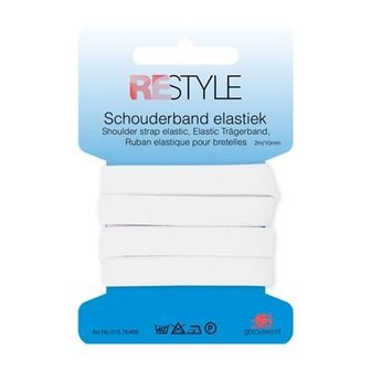 wit elastiek 10mm - 2 meter / kaartje (schouderband elastiek)