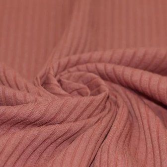 roze-terracotta katoenen Brede Baby rib tricot SOFT