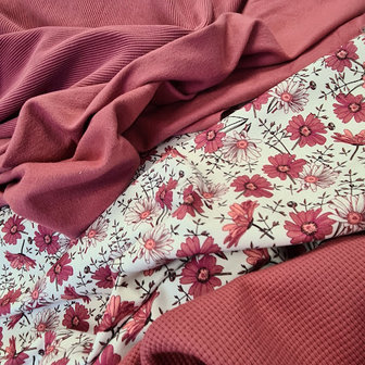 roze (framboos) uni - biologische french terry en ottoman ribtricot en wafel tricot en magriet tircot @beebsstofjes